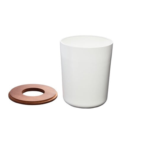 White Can with Paulownia Wood Lid