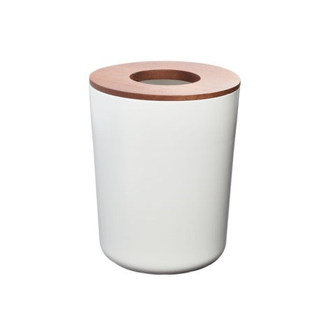 White Can with Paulownia Wood Lid