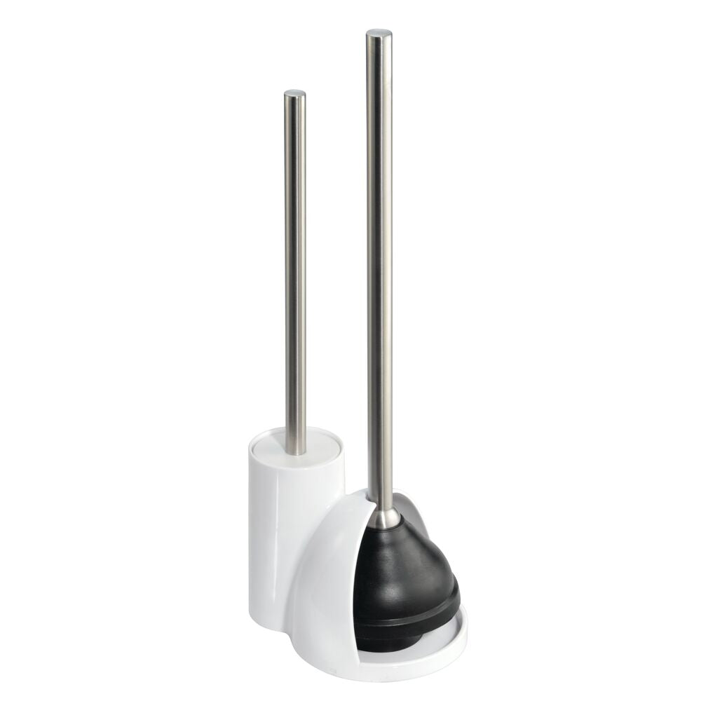 White/Brushed SS Bowl Brush & Plunger Combo