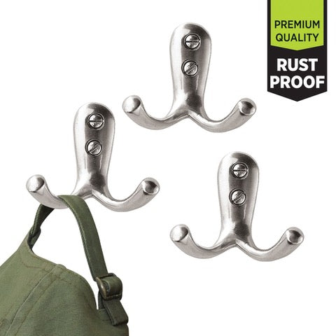 ALUMINIUM DOUBLE HOOK BRUSHED NICKEL