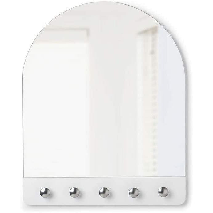 Peek Entryway Mirror with Hooks White