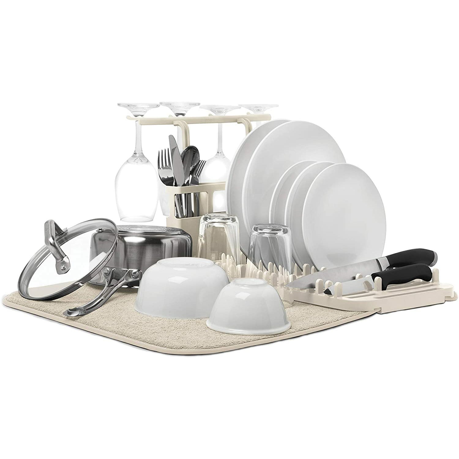 UDRY DISHRACK W / DRY MAT & steamware holder- linen