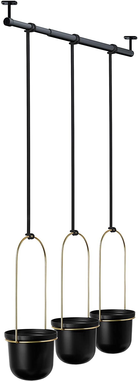 TRIFLORA HANGING PLANTER BLACK /BRASS – PIEX