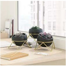 POTSY 3 PACK PLANTER BLACK /BRASS