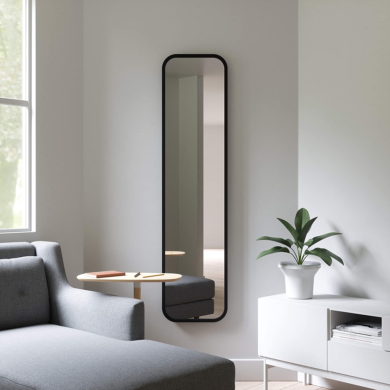 HUB LEANING MIRROR 62 X14.5 BLACK