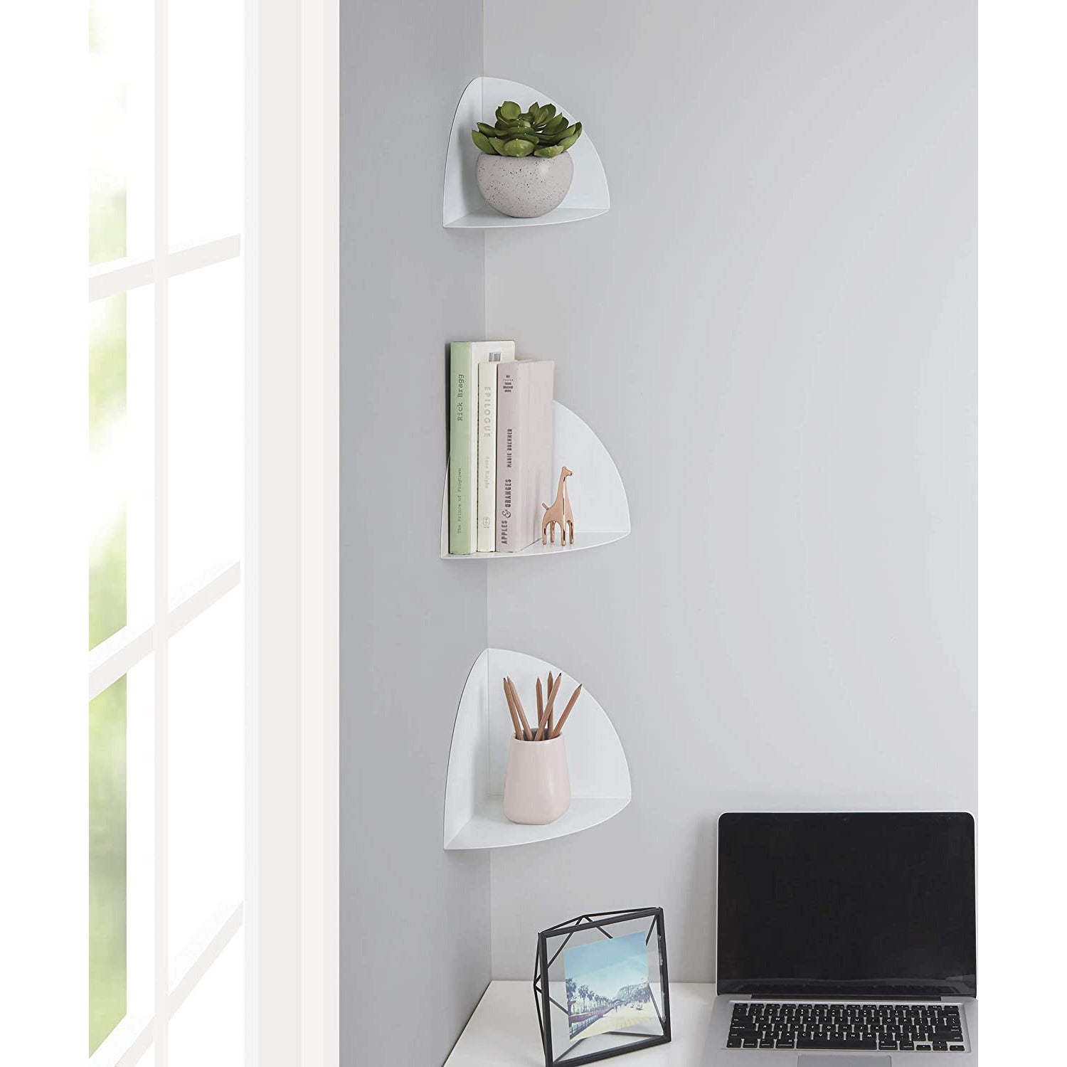 CORNER SHELF SET OF 3 WHITE