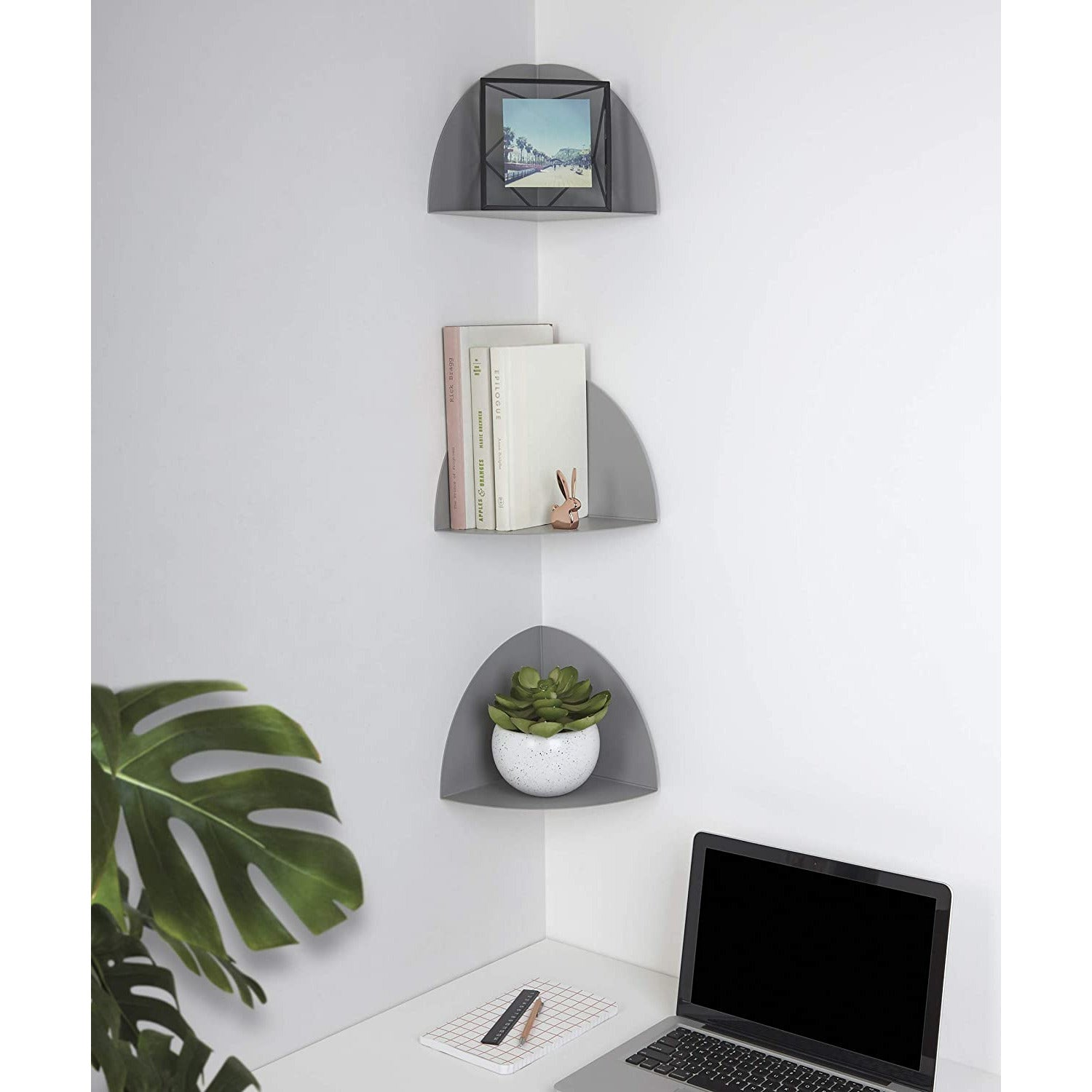 CORNER SHELF SET OF 3 GREY