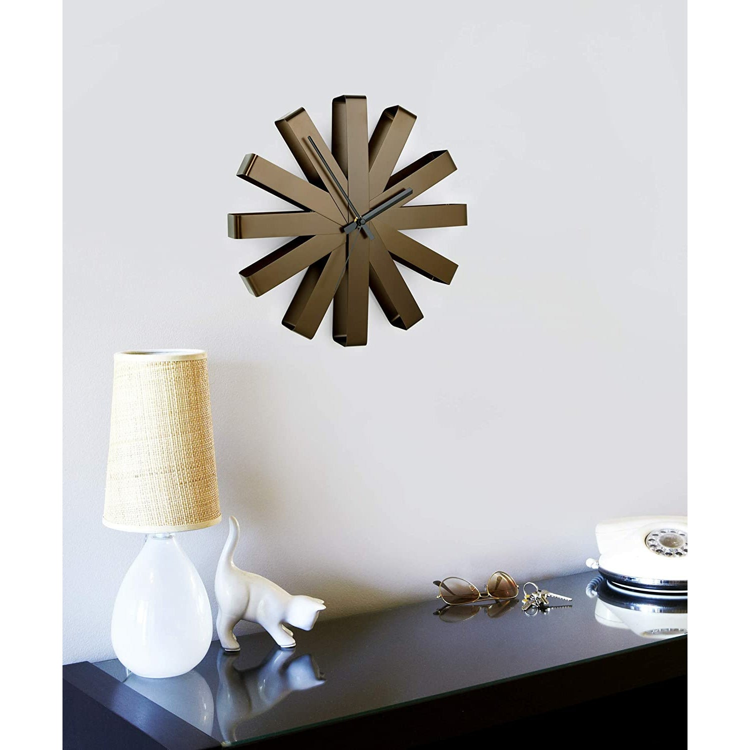 RIBBON WALL CLOCK 12" BRONZE