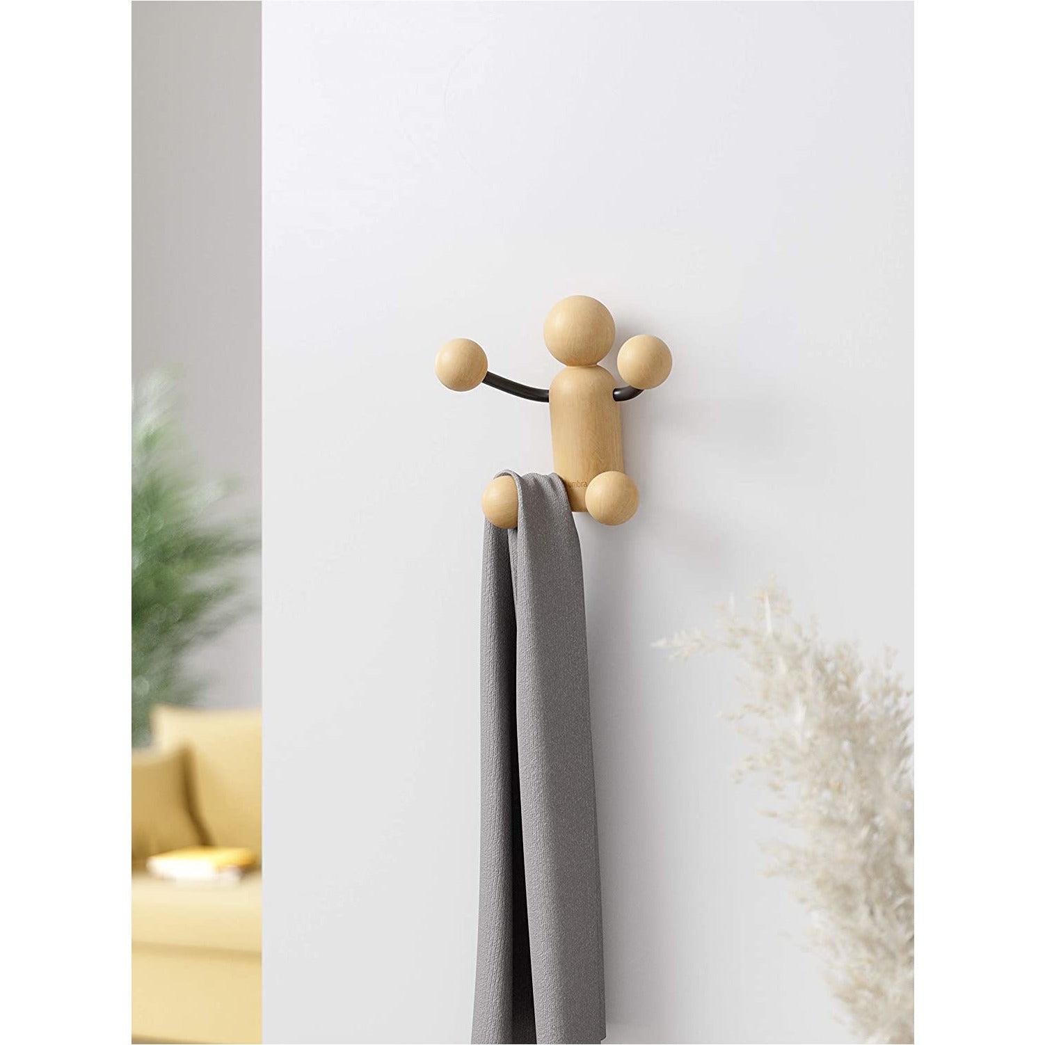 WOODY WALL HOOK BLACK / NATURAL