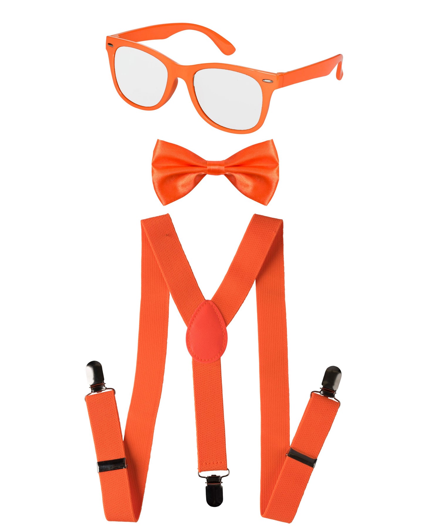 Neon Suspender, Bow-tie, Accessory SET ORANGE