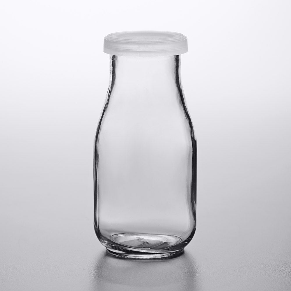 16OZ PLAIN RND MILK BOTTLE W/ PLASTIC SNAP LID (6)