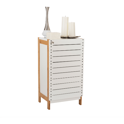 2 Shelf Bamboo Floor Cabinet in White