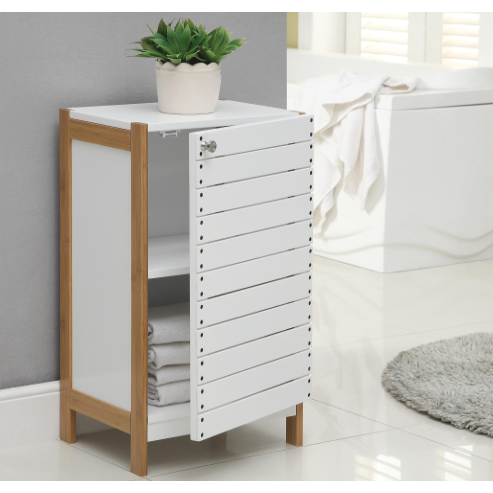 2 Shelf Bamboo Floor Cabinet in White
