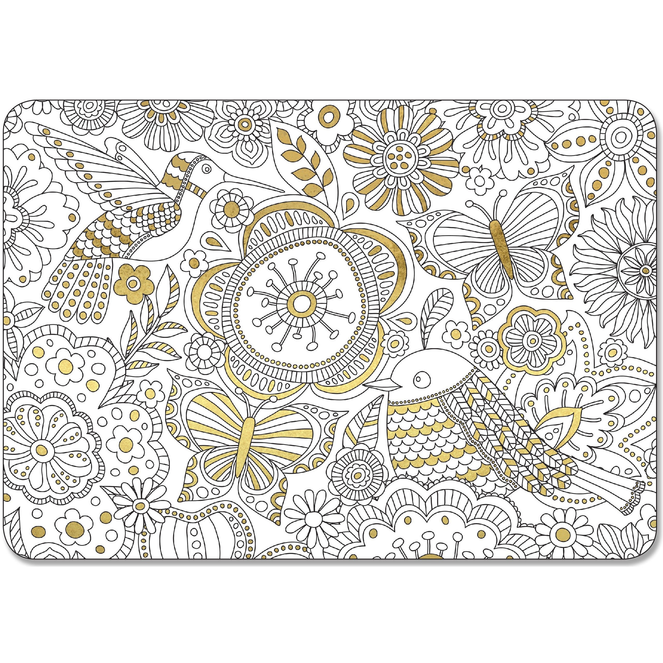 16 Coloring Postcards Gold foil Highlights