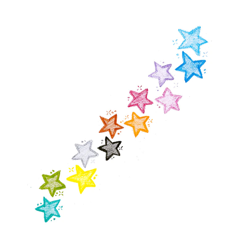 stack of stars stacking crayons
