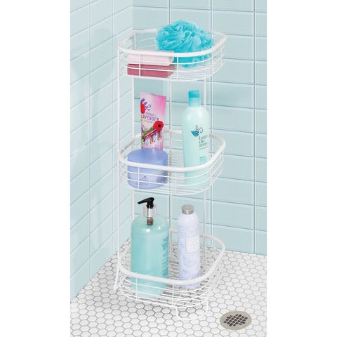 Estante de baño de tres niveles blanco