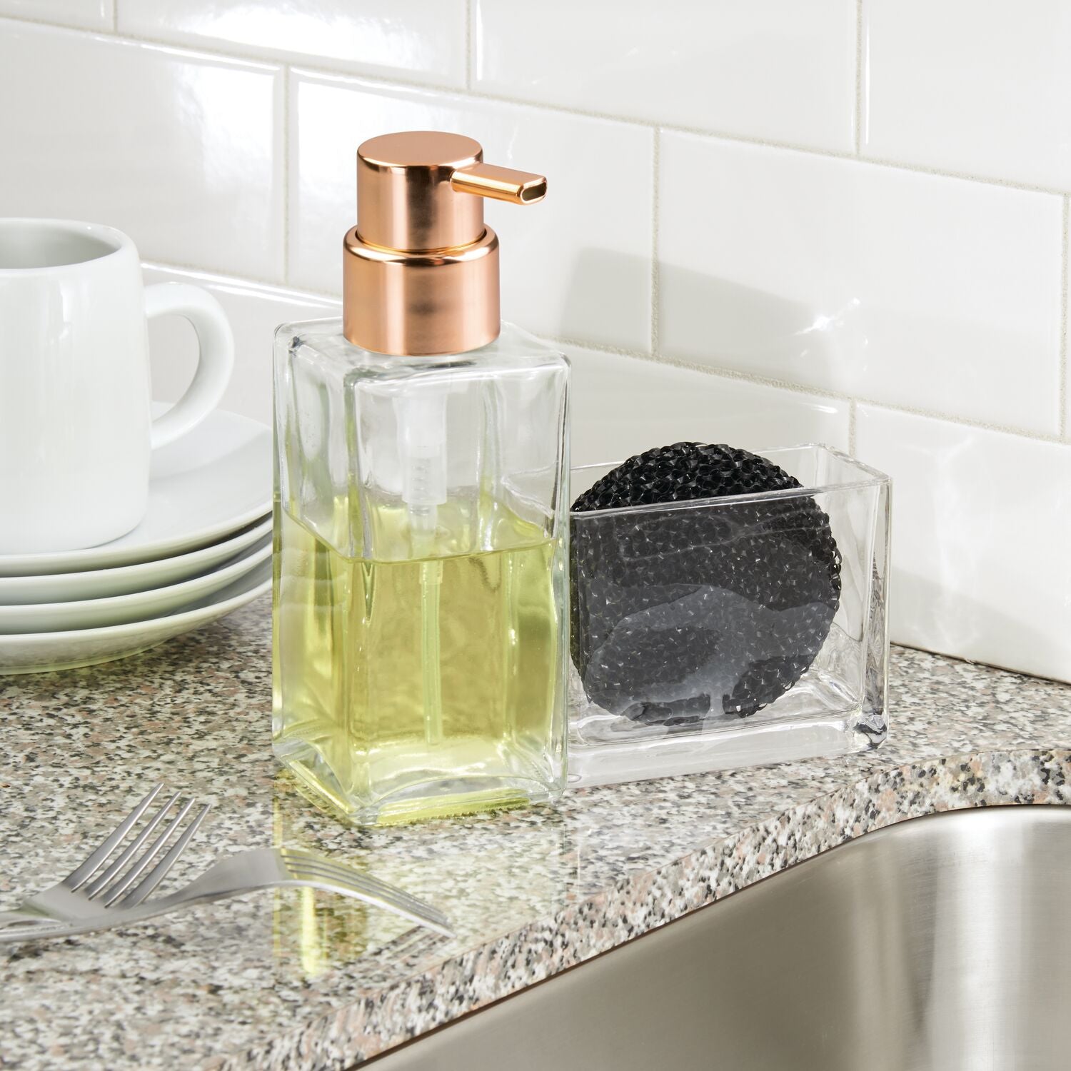 Soap pump caddy copper