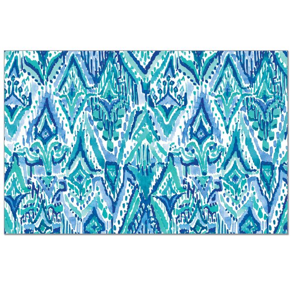 PAPER PLACEMATS 24 PIECES SET - TEAL IKAT