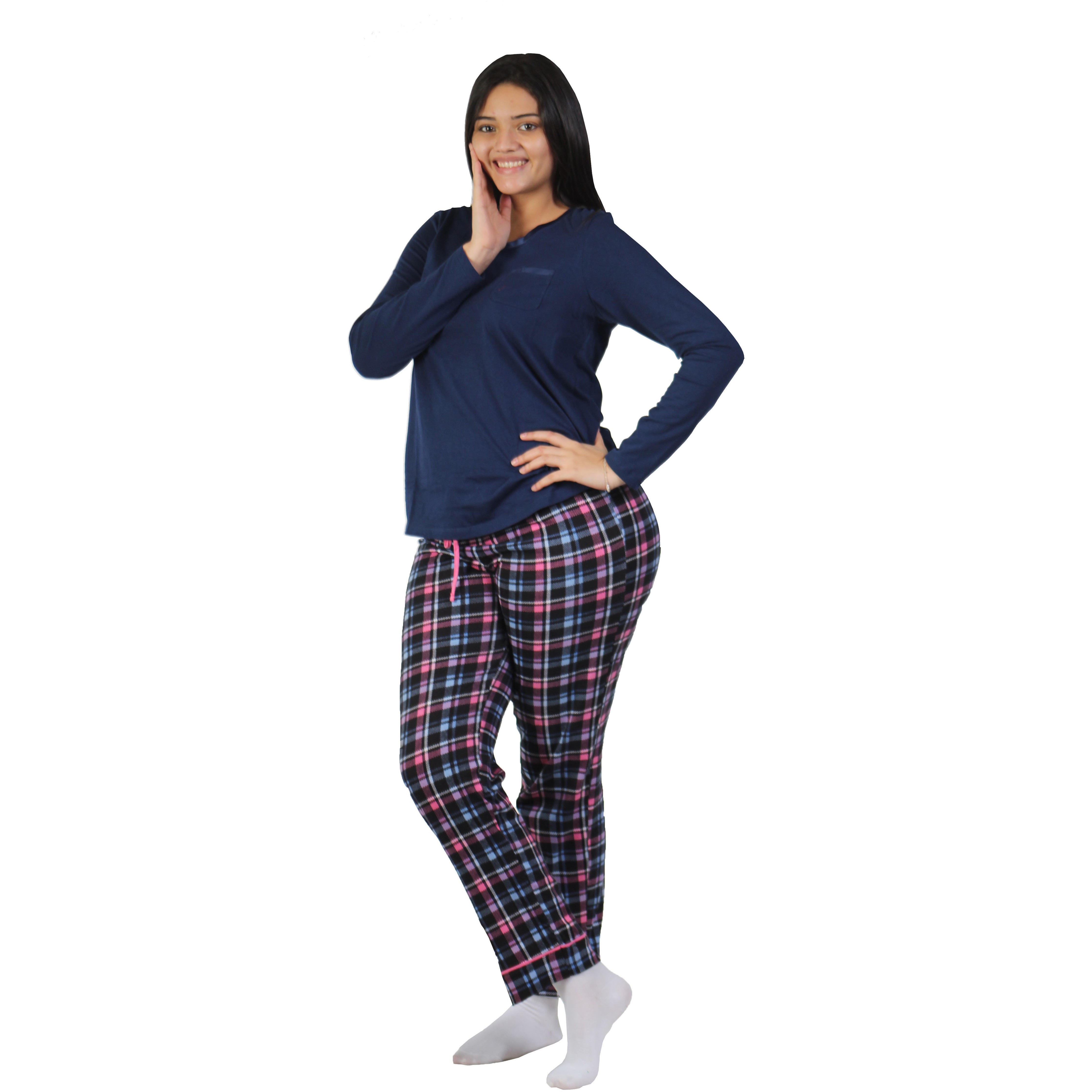 Camisa Pijama Manga Larga Azul Oscuro