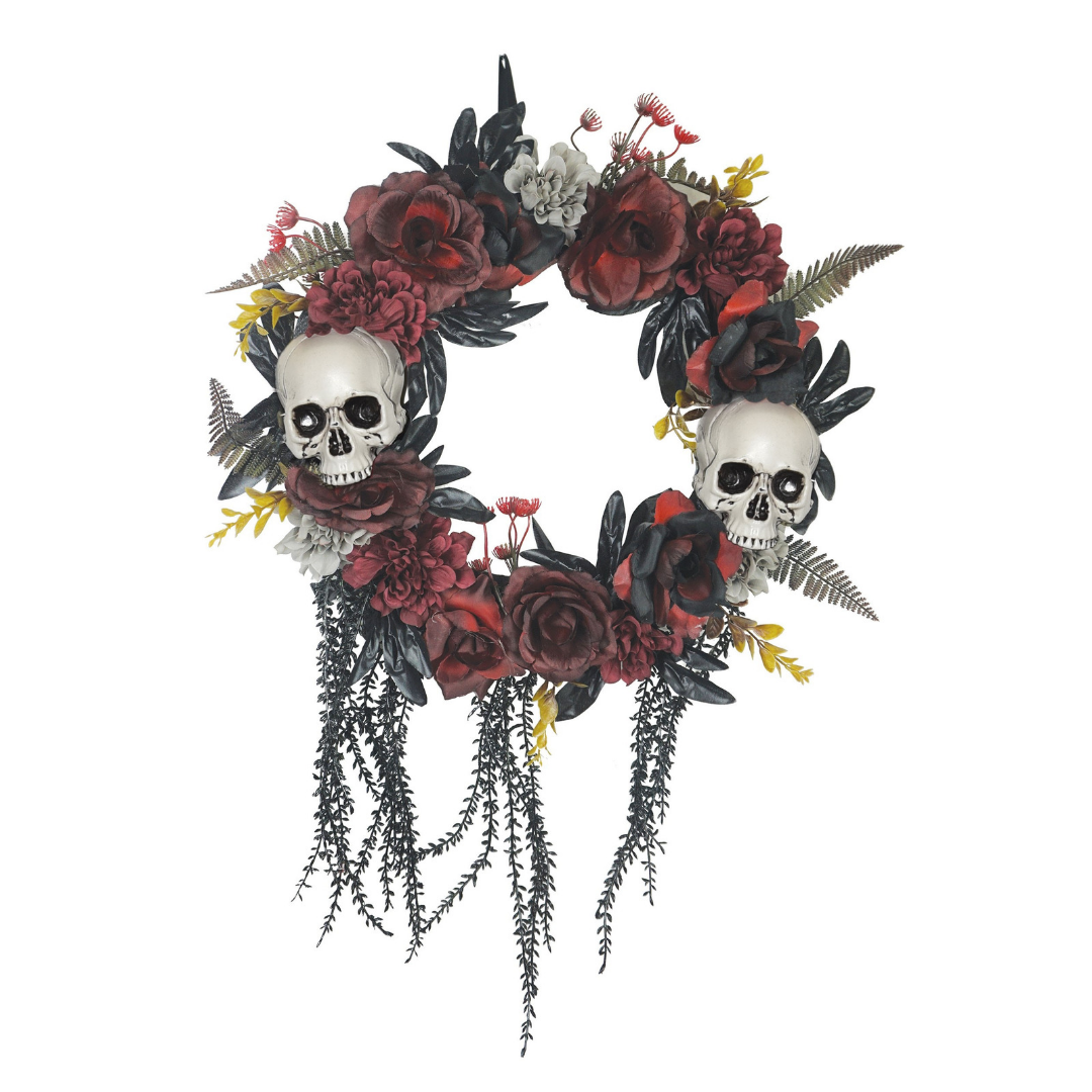 20 IN SKULL ROSE WREATH A3