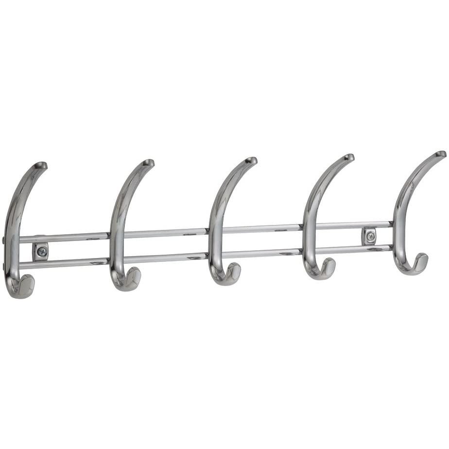Wall-Mounted Coat Rack with 10 Hooks Silver