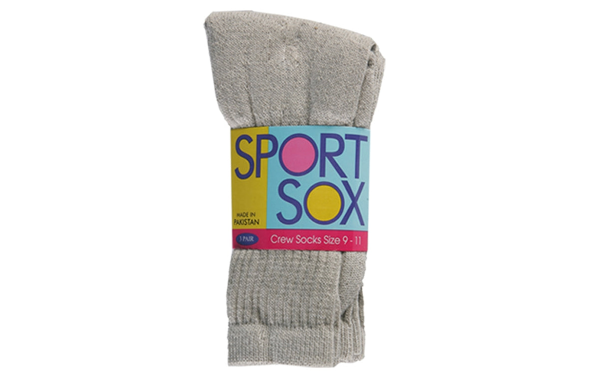 Women's 3 Pairs per Pack Cotton Sports Grey Crew Socks