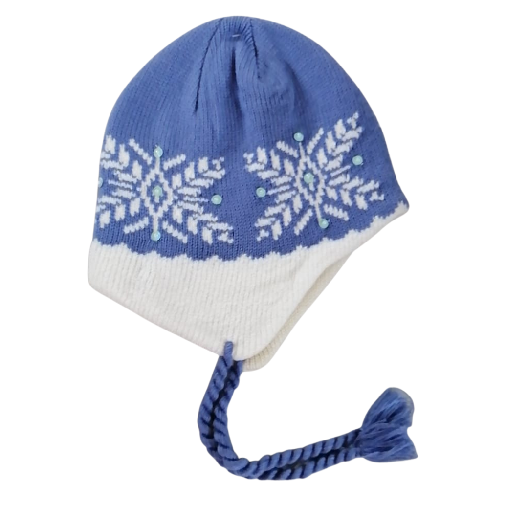 Gorro de Lana de frio Azul/Blanco