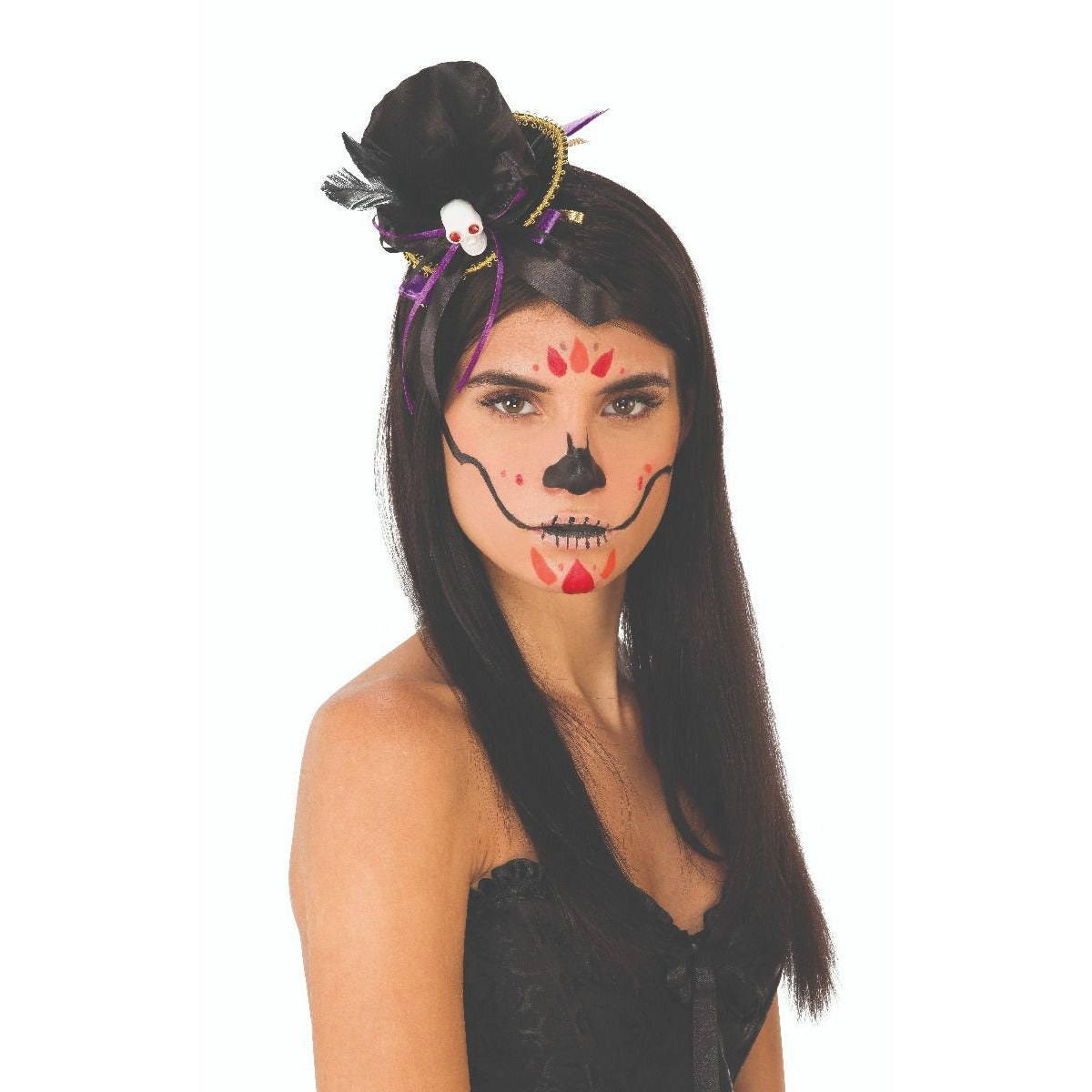 Adult Day of the Dead Mini Hat with Skull