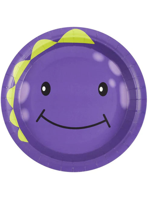 Halloween Tableware, Monster Paper Plates, Purple x8