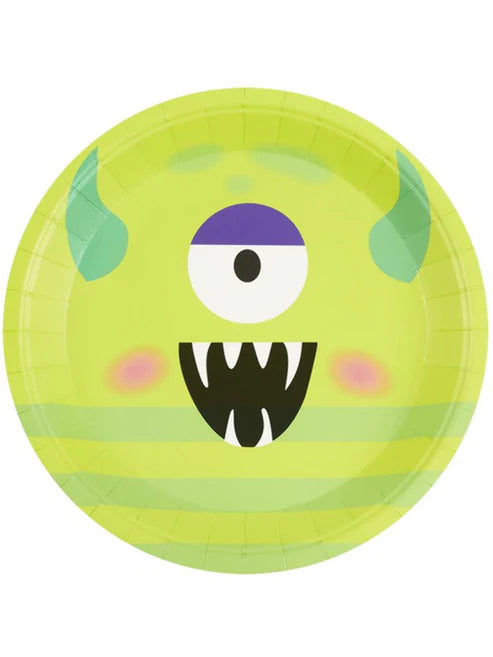 Halloween Tableware, Monster Paper Plates, Green x8