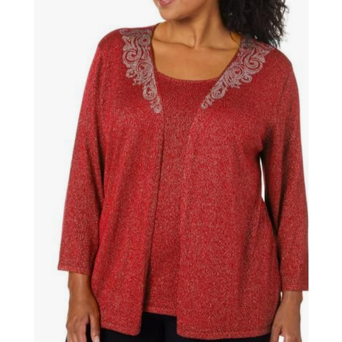 Blusa Roja con accesorios de metal Ruby Rd