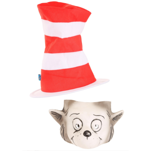 THE CAT IN THE HAT LATEX MASK AND HAT