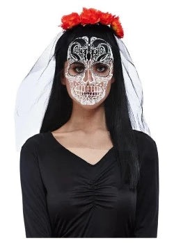 Womens Day of the Dead Headband and Veil