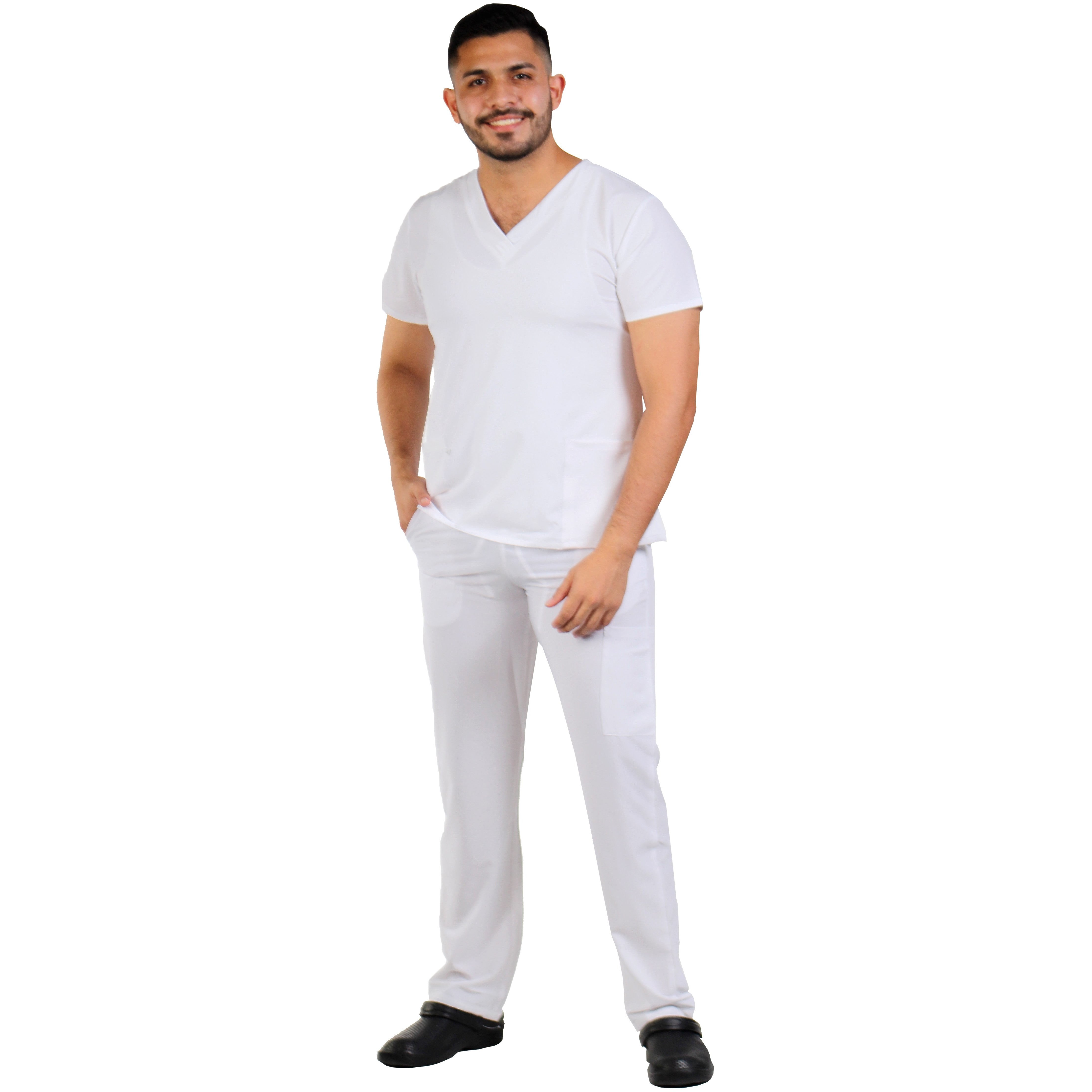UNIFORME STRECH BLANCO MODELO JOGGER (SLIM FIT)