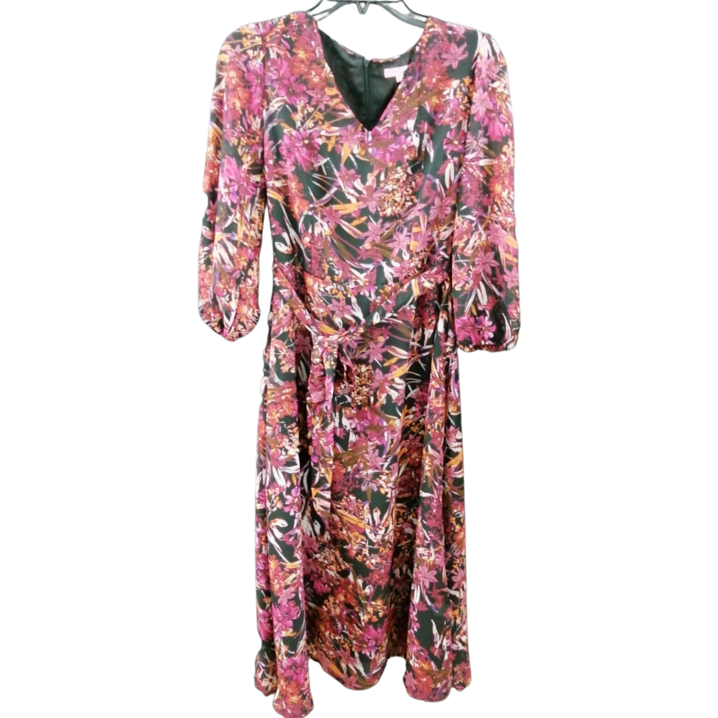 Multi Floral Lined Dress Navy
