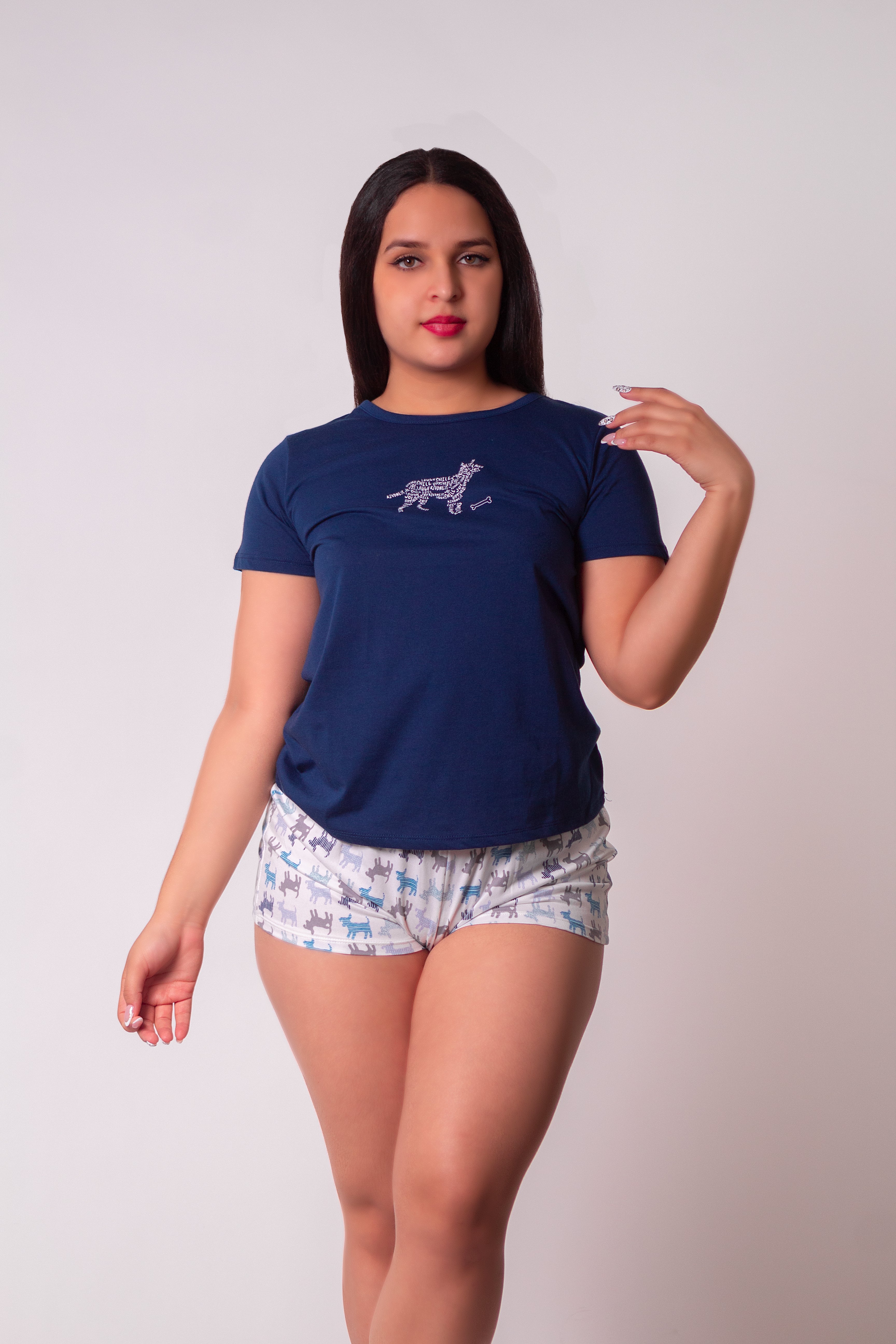 TALKING IN MY SLEEP TEE AND SHORT PJ SET NAVY