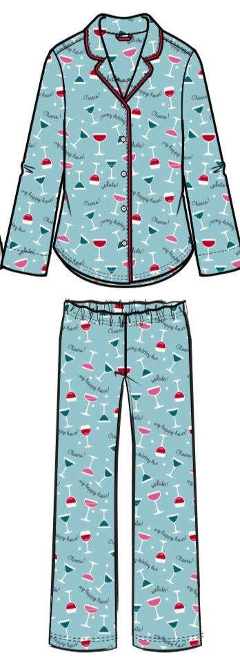 Notch long pajama set aqua X