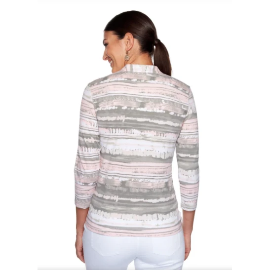 Blusa con diseño de lineas Rosa/Gris Multicolor Ruby Rd X