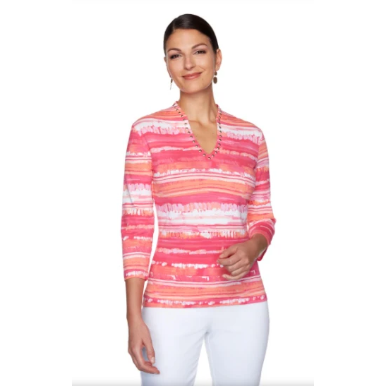Blusa con diseño de lineas Fucsia Multicolor Ruby Rd X