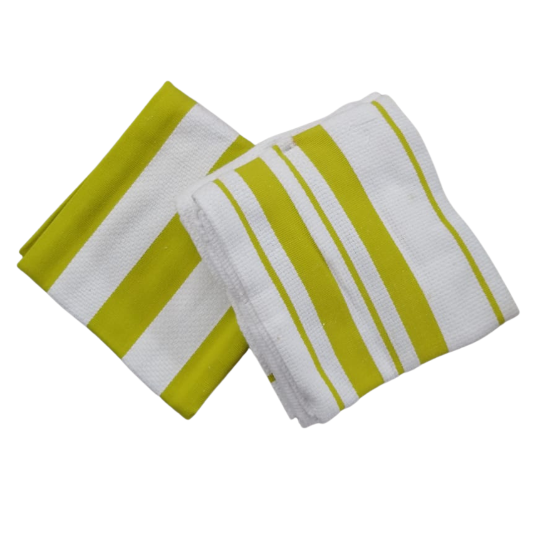 Set of 3 100% Cotton Dishtowels Green/White