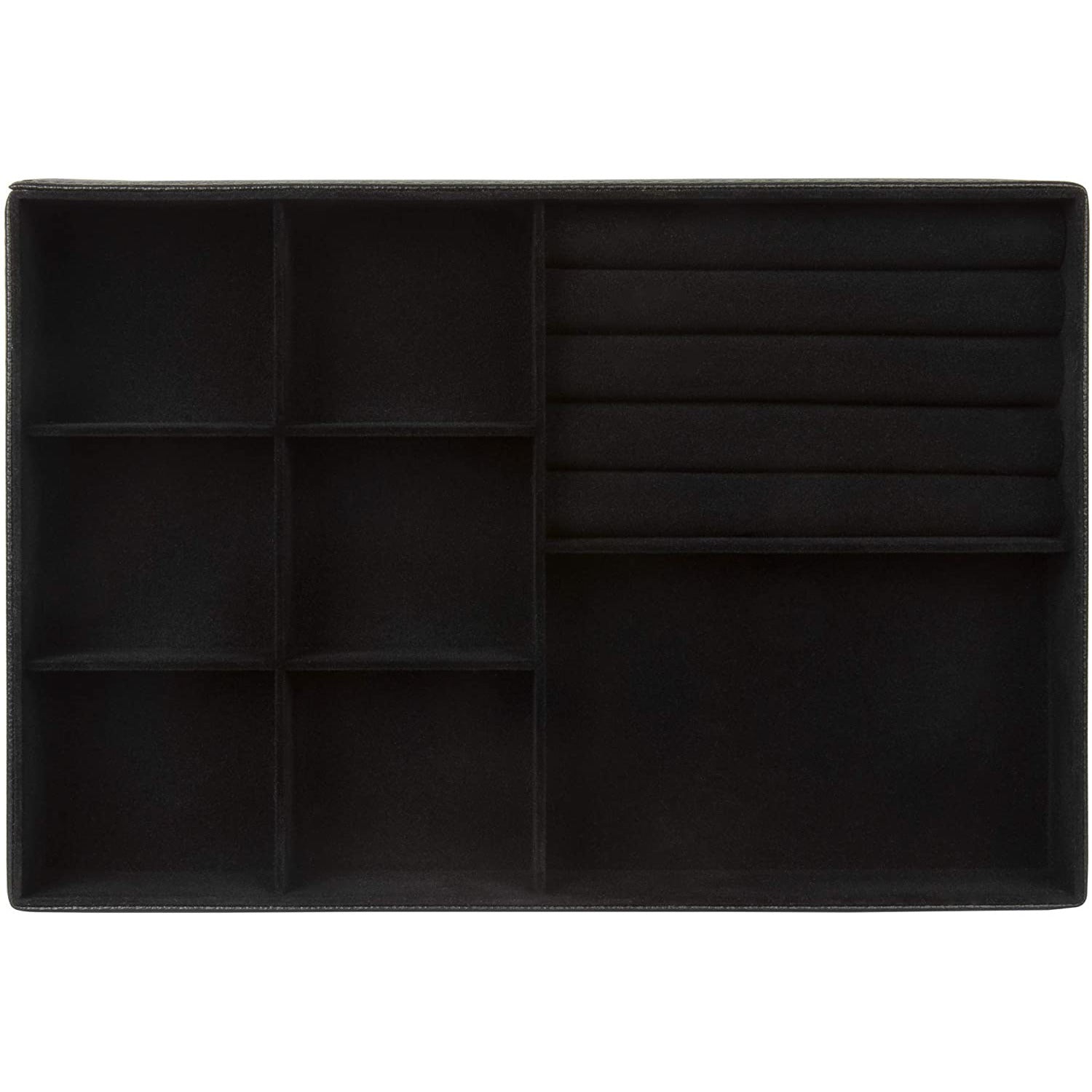 Jewelry Storage Organizer Tray 8-Compartment with Ring Holder Black