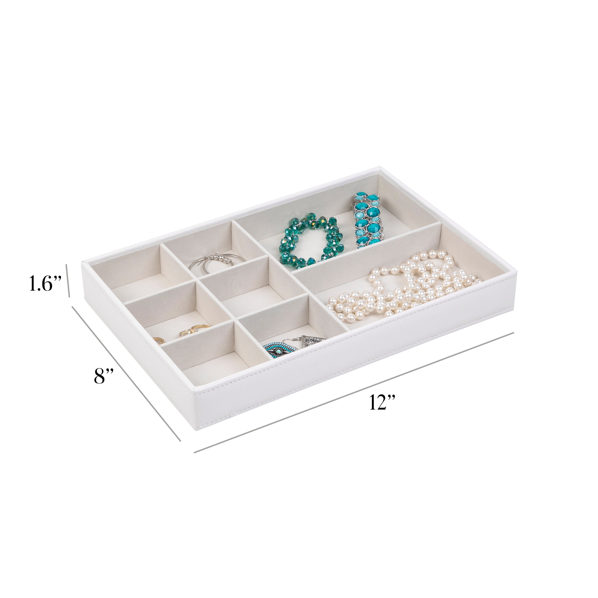 Jewelry Organizer 8-Compartment White