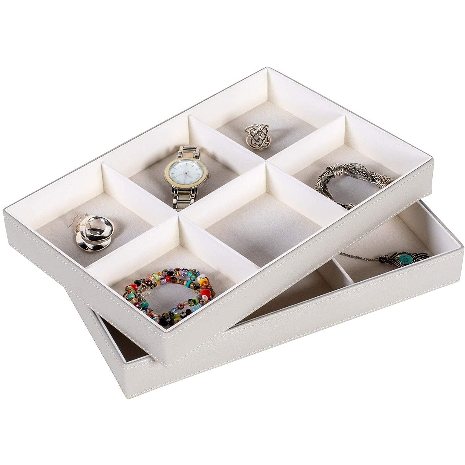 Jewelry Storage Organizer Tray 6-Compartment Grey