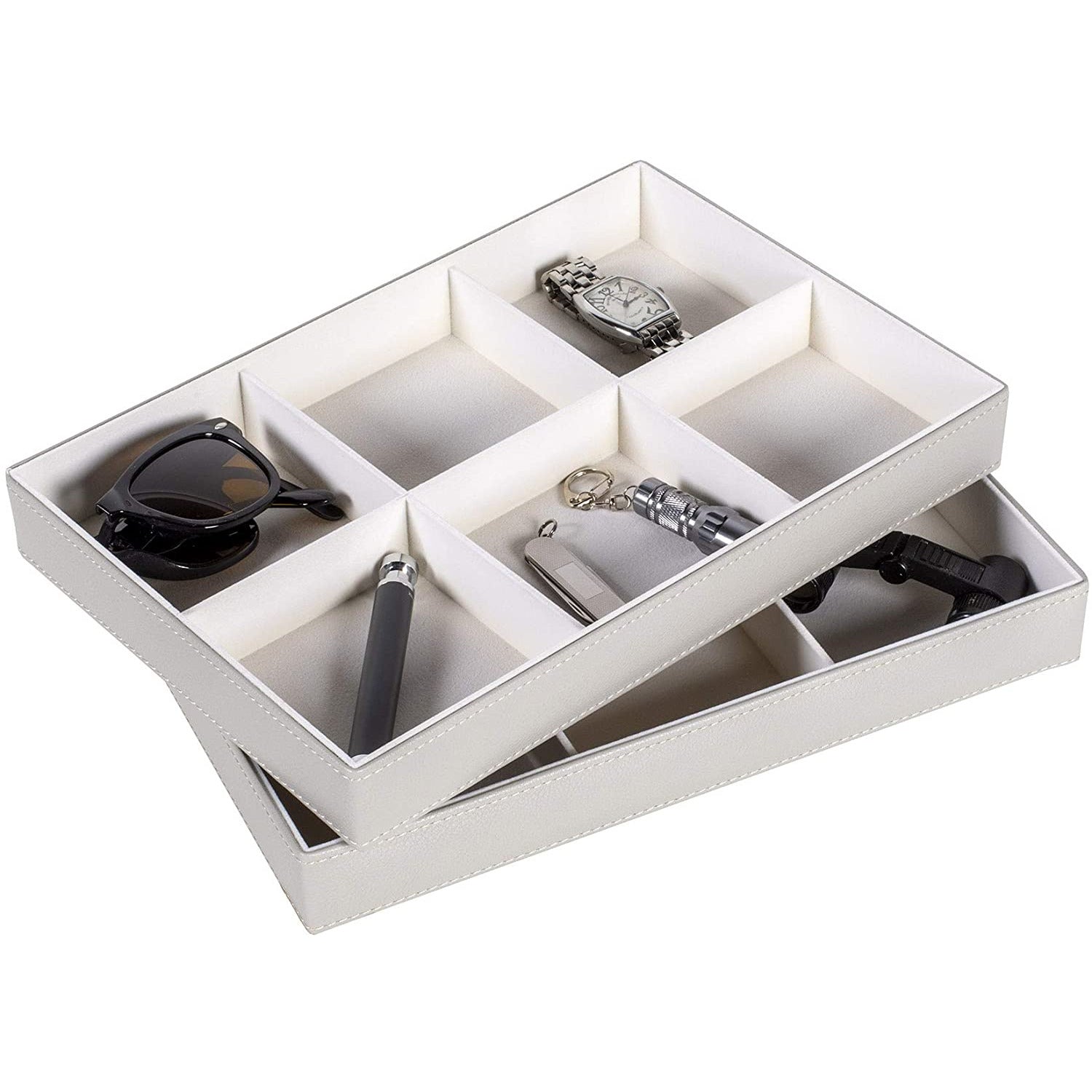 Jewelry Storage Organizer Tray 6-Compartment Grey