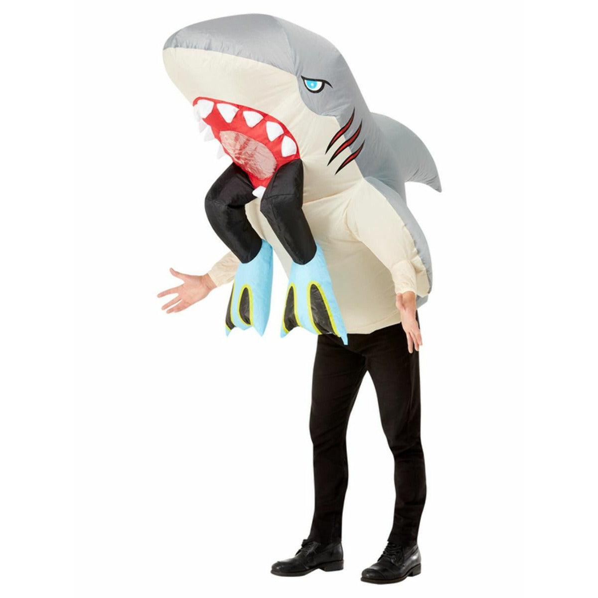 Inflate shark & diver costume grey