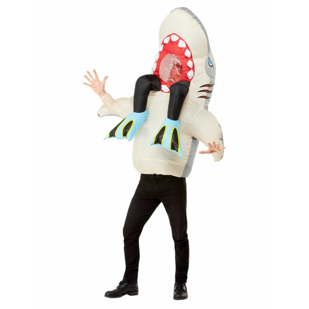 Inflate shark & diver costume grey