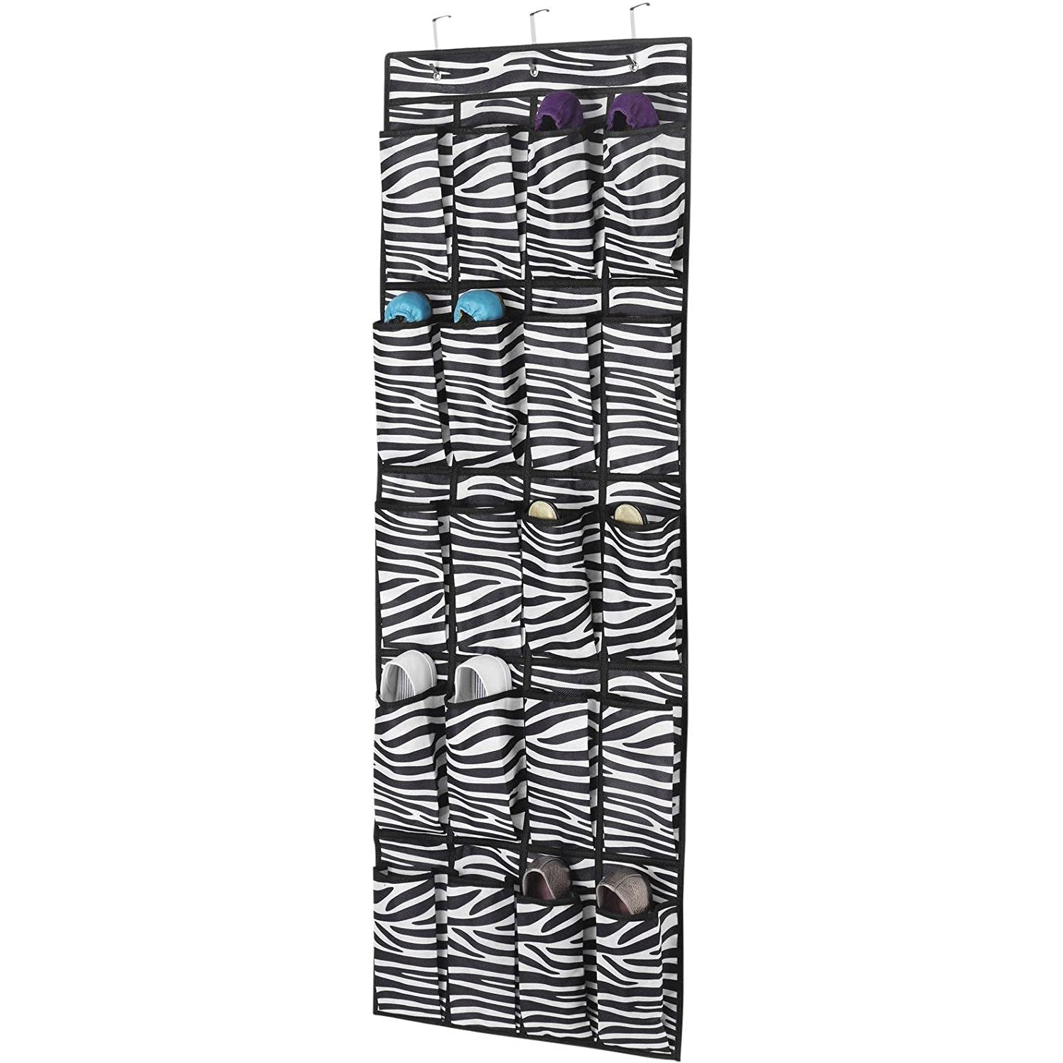 Zebra Print Over The Door Shoe Organizer