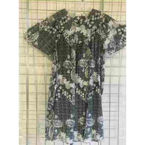 CRINKLE COTTON DRESS BLACK/WHITE