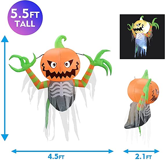 5.5 FT Tall Halloween Inflatable Flying Pumpkin