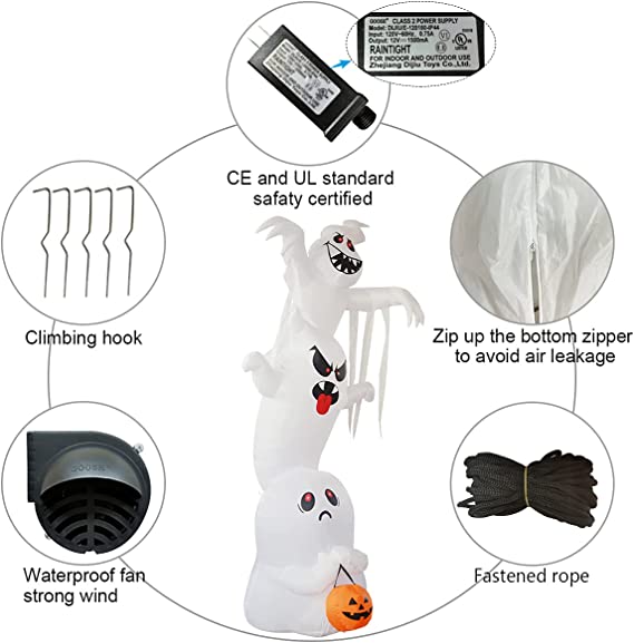 10ft Tall Halloween Inflatable Overlapping Ghost